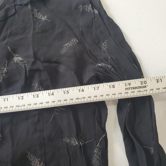 Y2K Witch Whimsigoth Vampire Blouse Women 12 Sheer Embroidered Floral Button Top - Picture 7 of 9